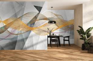 Wybierz Fototapeta złote linie: geometria Abstrakcja tapety na ścianę