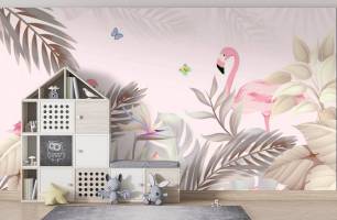 Wybierz Fototapeta różowe flamingi Tapety do pokoju dziecięcego na ścianę