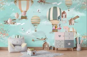 Wybierz Fototapeta balony na turkusowym tle  na ścianę