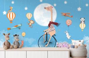 Wybierz Fototapeta Zwierzęta na rowerach Tapety do pokoju dziecięcego na ścianę