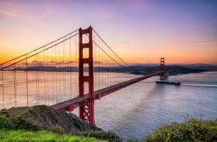 Wybierz Fototapeta most Golden Gate o zachodzie słońca Tapeta miasto na ścianę