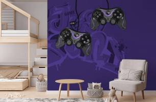 Wybierz Fototapeta PlayStation fioletowe Tapety do pokoju dziecięcego na ścianę