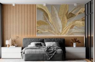 Wybierz Fototapeta Bananowe liście złoto Tapeta w salonie na ścianę