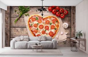 Wybierz Fototapeta Pizza w kształcie serca Tapeta na kawiarnię na ścianę