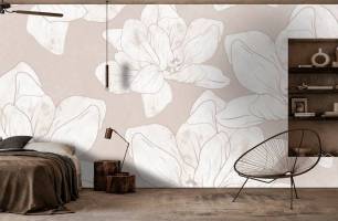 Wybierz Fototapeta Kwiaty magnolia beżowe Magia symetrii na ścianę