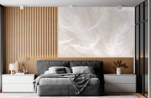 Wybierz Fototapeta Pióra beżowe Tapeta w sypialni na ścianę
