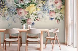 Wybierz Fototapeta Delikatne zabytkowe kwiaty z sufitu Bukiet kwiatów na ścianę