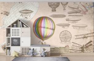 Wybierz Fototapeta Vintage balon na ogrzane powietrze Tapety do pokoju dziecięcego na ścianę