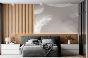 Wybierz Fototapeta Pióra na beżowym tle Tapeta w sypialni na ścianę