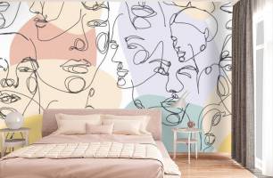 Wybierz Fototapeta Line art kobiety kolorowe Tapeta do biura na ścianę