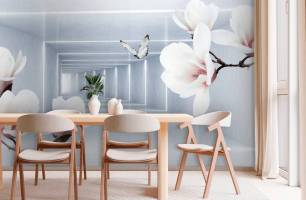 Wybierz Fototapeta 3d tunel z magnoliami Bukiet kwiatów na ścianę