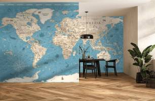 Wybierz Fototapeta turkusowa mapa Mapa tapety świata na ścianę