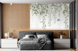 Wybierz Fototapeta Gałęzie liściaste z sufitu Tapeta w sypialni na ścianę