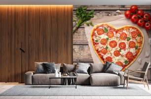 Wybierz Fototapeta Pizza w kształcie serca Tapeta na kawiarnię na ścianę