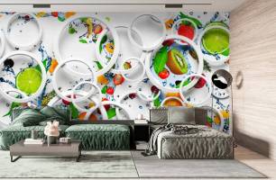 Wybierz Fototapeta 3D ściana z okręgami Tapeta na kawiarnię na ścianę