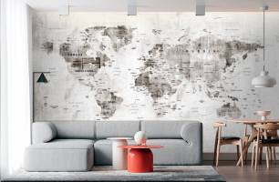 Wybierz Fototapeta Mapa świata szara Tapeta w sypialni na ścianę
