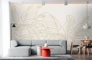 Wybierz Fototapeta Złote liścia bananowe Tapeta w sypialni na ścianę