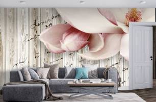 Wybierz Fototapeta Ściana z napisami kwiaty magnolii Tapeta w sypialni na ścianę