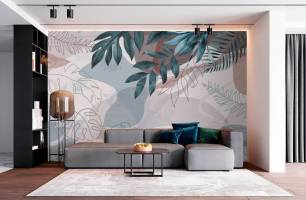 Wybierz Fototapeta Tropikalne liście kolorowe Tapeta w salonie na ścianę
