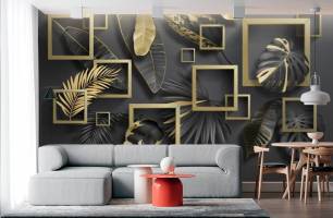 Wybierz Fototapeta Tropicalny liścia 3d geometria  na ścianę
