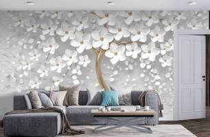 Wybierz Fototapeta 3D białe drzewo Tapeta w sypialni na ścianę