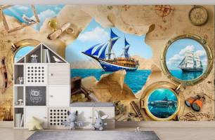 Wybierz Fototapeta Mapa piratów Tapety do pokoju dziecięcego na ścianę