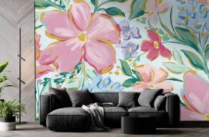 Wybierz Fototapeta Jasne kwiatki malowane Abstrakcyjne kwiaty na ścianę