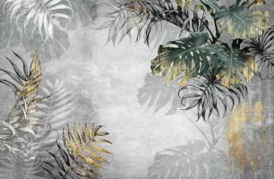Wybierz Fototapeta tropikalne liścia złote Fototapety Złoty na ścianę