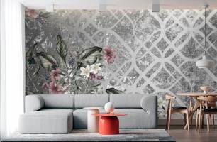 Wybierz Fototapeta Kwiaty z wzorem Tapeta w salonie na ścianę