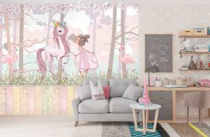 Wybierz Fototapeta Księżniczka z kucykiem w bajkowym lasie  na ścianę