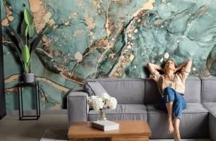 Wybierz Fototapeta Marmur turkusowy Wnętrze glamour na ścianę