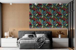 Wybierz Fototapeta Wiśnie wzór szablonowy Tapeta do kuchni na ścianę