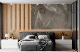Wybierz Fototapeta Brązowe liścia tropikalne Tapeta w salonie na ścianę
