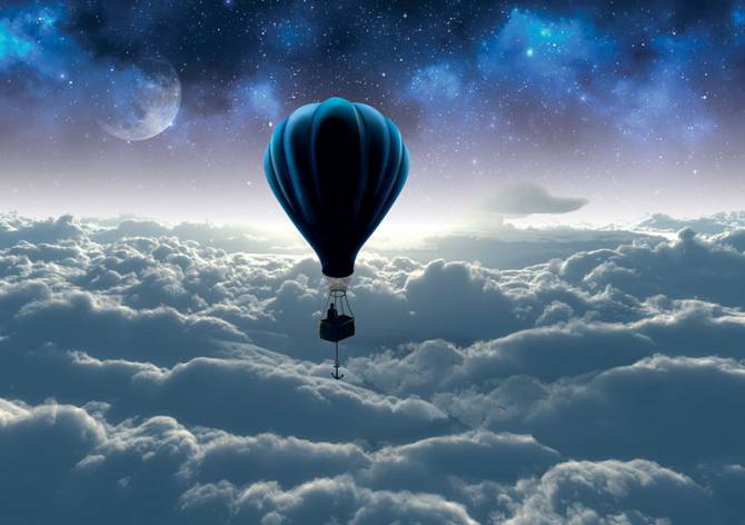 Fototapeta Balon na rozgwieżdżonym niebie