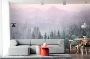 Wybierz Fototapeta Rożowy las we mgłe Tapeta do kuchni na ścianę