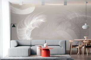 Wybierz Fototapeta Pióra na beżowym tle Tapeta w sypialni na ścianę