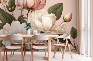 Wybierz Fototapeta Kwiaty w klasycznym stylu różowa ściana Fototapety kwiaty na ścianę