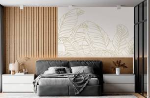 Wybierz Fototapeta Złote liścia bananowe Tapeta w sypialni na ścianę