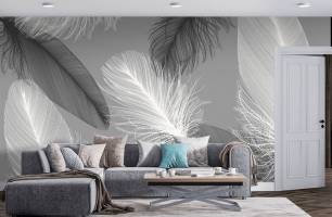 Wybierz Fototapeta Szare pióra Tapeta w sypialni na ścianę