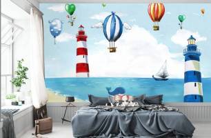 Wybierz Fototapeta Balony i latarnie morskie Tapety do pokoju dziecięcego na ścianę