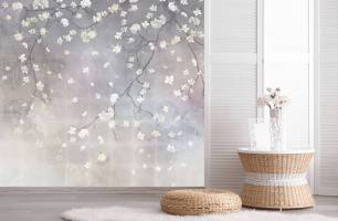 Wybierz Fototapeta Sakura gałęzie na szaro Korzeń tapety na ścianę