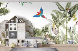 Wybierz Fototapeta Zwierzaki w tropikach Tapety do pokoju dziecięcego na ścianę