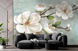 Wybierz Fototapeta kwiatowa gałąź Abstrakcyjne kwiaty na ścianę