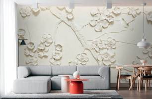 Wybierz Fototapeta Kwiaty płaskorzeźba Tapeta w łazience na ścianę