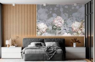 Wybierz Fototapeta Kwiaty na szarą tłe Tapeta w sypialni na ścianę