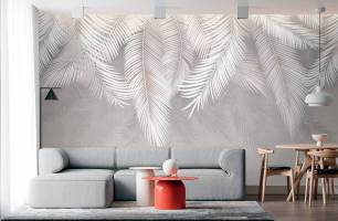 Wybierz Fototapeta Liście szare sufitowe Tapeta w salonie na ścianę