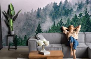 Wybierz Fototapeta Mgła i las Fototapety mglisty las na ścianę