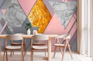 Wybierz Fototapeta różowa i szara geometria 3D geometryczna na ścianę