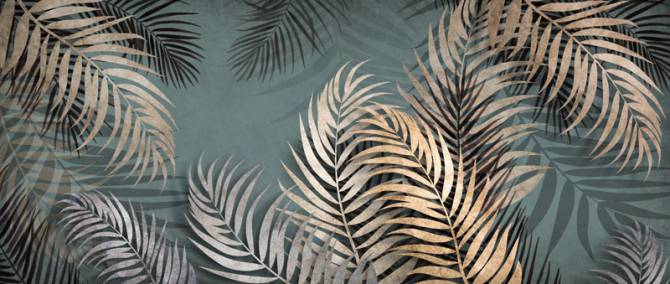 Fototapeta Liście tropikalne na zielonym tłe