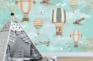 Wybierz Fototapeta balony na turkusowym tle  na ścianę
